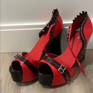 Red and black kinky nurse heels